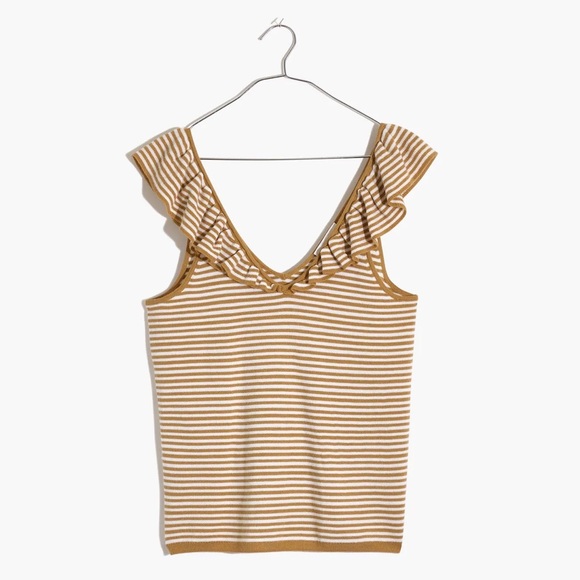 Madewell Belhaven Ruffle Sweater Tank in Stripe Size XXL NWT - Picture 4 of 4